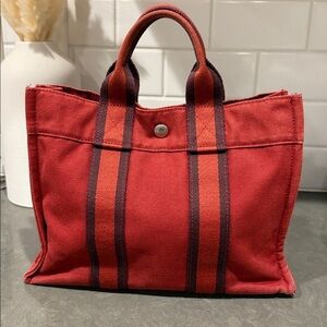 Vintage HERMES Fourre Tout PM Canvas Tote Bag, Hand Bag  Authentic
